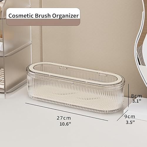 Makeup Brush Holder Organizer Clear Acrylic Makeup Sponges Organizer,Cosmetic Storage Case with Lid Display Case for Vanity (Brush Organizer)