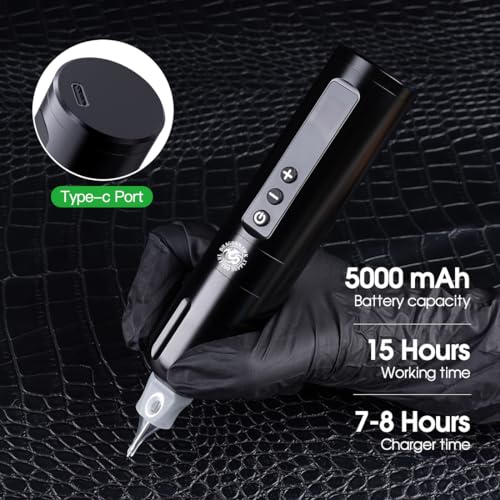 Dragonhawk Pro Wireless Tattoo Gun Kit L2 Tattoo Machine Pen 5000mAh Battery Power Supply Beginner Complete Tattoo Kit Needles Cartridges Black Inks