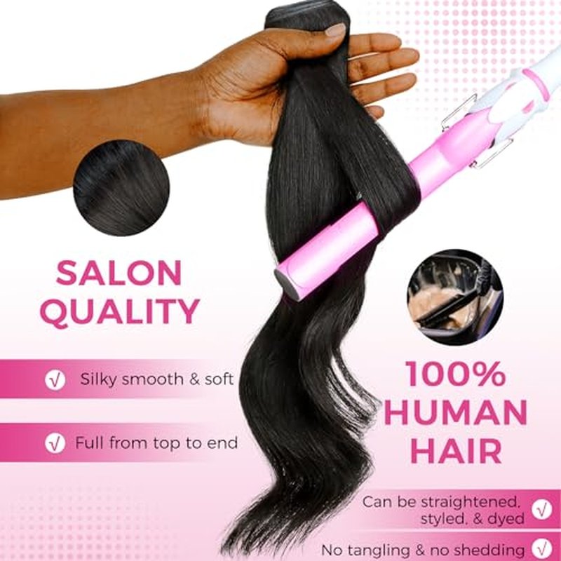 Lashey Genius Weft Seamless Clip in Hair Extensions Real Human Hair Natural Black Straight 16 Inch 7pcs 110g Handmade Thin Weft Clip ins for Women