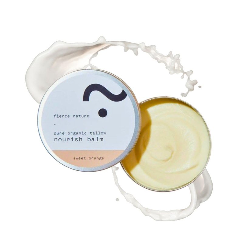 fierce nature Pure Nourish Tallow Balm | Organic, Vitamin-Rich Nourishing Body & Face Moisturizer | Natural, Essential Oil Free Skincare (Sweet Orange)