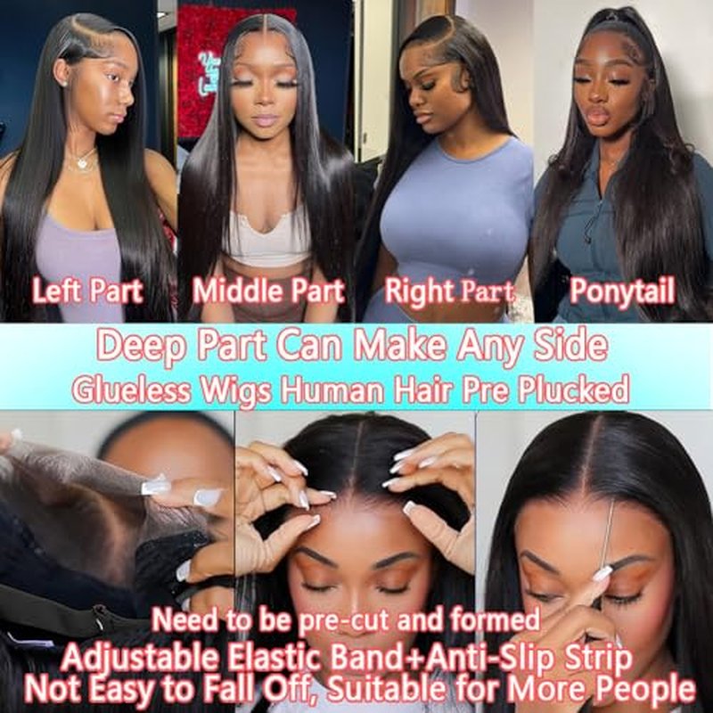 13x6 Straight Lace Front Wigs Human Hair 180 Density HD Transparent Lace Frontal Human Hair Wigs for Women Glueless Wigs Pre Plucked 20 Inch