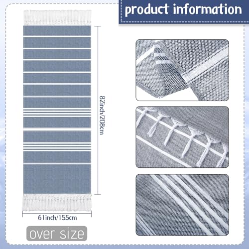 Moukeren 6 Pack Oversized Turkish Beach Towel 61 x 82 Inches Extra Large Cotton Turkish Beach Blanket Lightweight Absorbent Quick Dry Sand Proof Beach Towels for Travel Bathroom(Dark Blue)