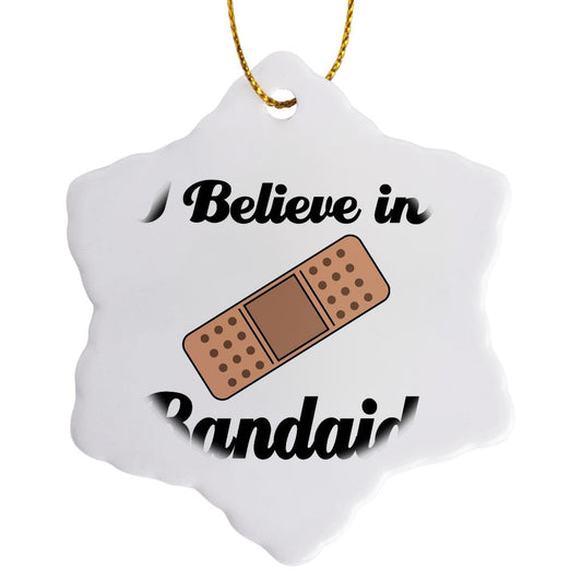 3dRose I Believe in Bandaids Snowflake Ornament, 3"