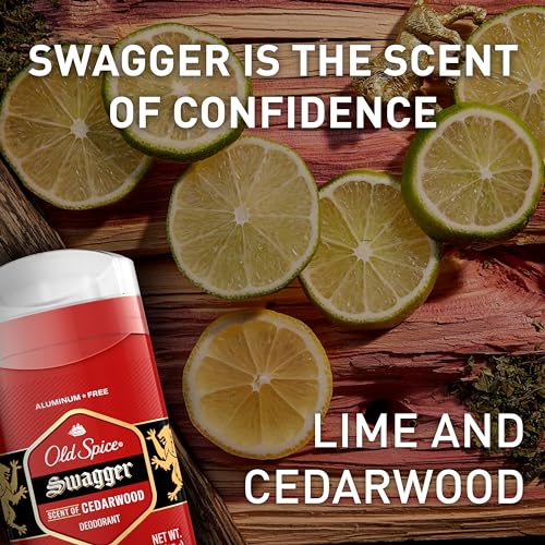Old Spice Aluminum Free Deodorant for Men, 24/7 Odor Protection, 24/7 Freshness & Lasting Scent, Swagger with Cedarwood Scent, 3.8 oz (Pack of 3)