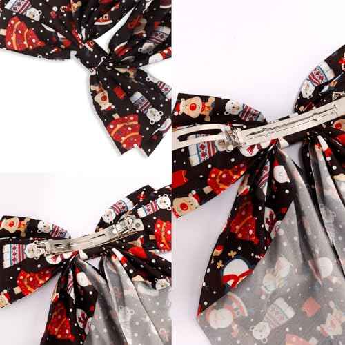 Christmas Hair Bows Clips Oversized Long Tail with Barrettes Clips Large Bowknot Hair Accessories for Women Girls Teens Christmas Stocking Stuffers Xmas Gifts Trendy Stuff