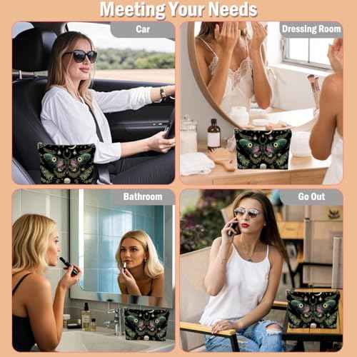 Night Butterfly Moth Makeup Bag, Butterfly Gifts Cosmetic Bag Gothic Travel Pouch, Witchy Gifts for Women Girls Daughter Sisters Coworker Friends Bestie Friendship Graduation Birthday Gifts