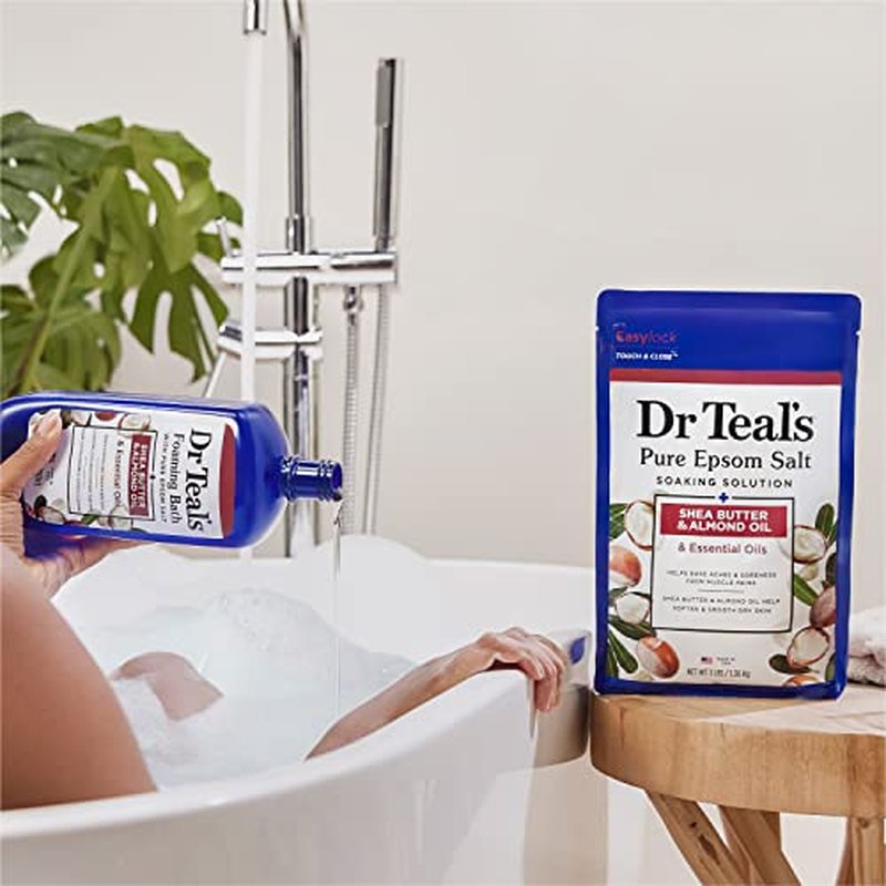 Dr Teal's Foaming Bath with Pure Epsom Salt, Shea Butter & Almond, 34 fl oz (Pack of 4)