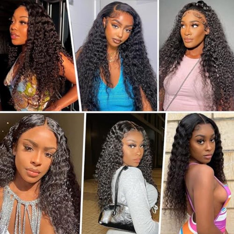 28 Inch 13x6 Deep Wave Lace Front Wigs Human Hair Deep Wave Frontal Wig 13x6 HD Lace Front Wigs Human Hair Pre Plucked 200 Density Glueless Virgin Deep Wave Wig for Women Natural Color