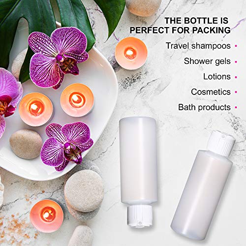 Plastic Cylinder Bottles with Flip Top Pour Spout - BPA-Free & Refillable Containers- Durable, Affordable Price - Store Lotion and Any Kind Liquid-Based Products, Size 4 Oz (6 Pack)