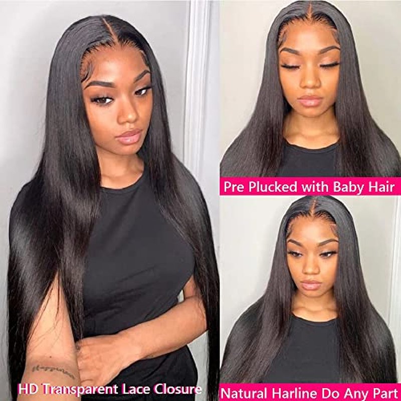 10A Brazilian Straight Human Hair 3 Bundles with Closure 18 20 22+16 Inch 100% Unprocessed Straight Virgin Hair Weave Bundles Human Hair with 4x4 HD Lace Closure