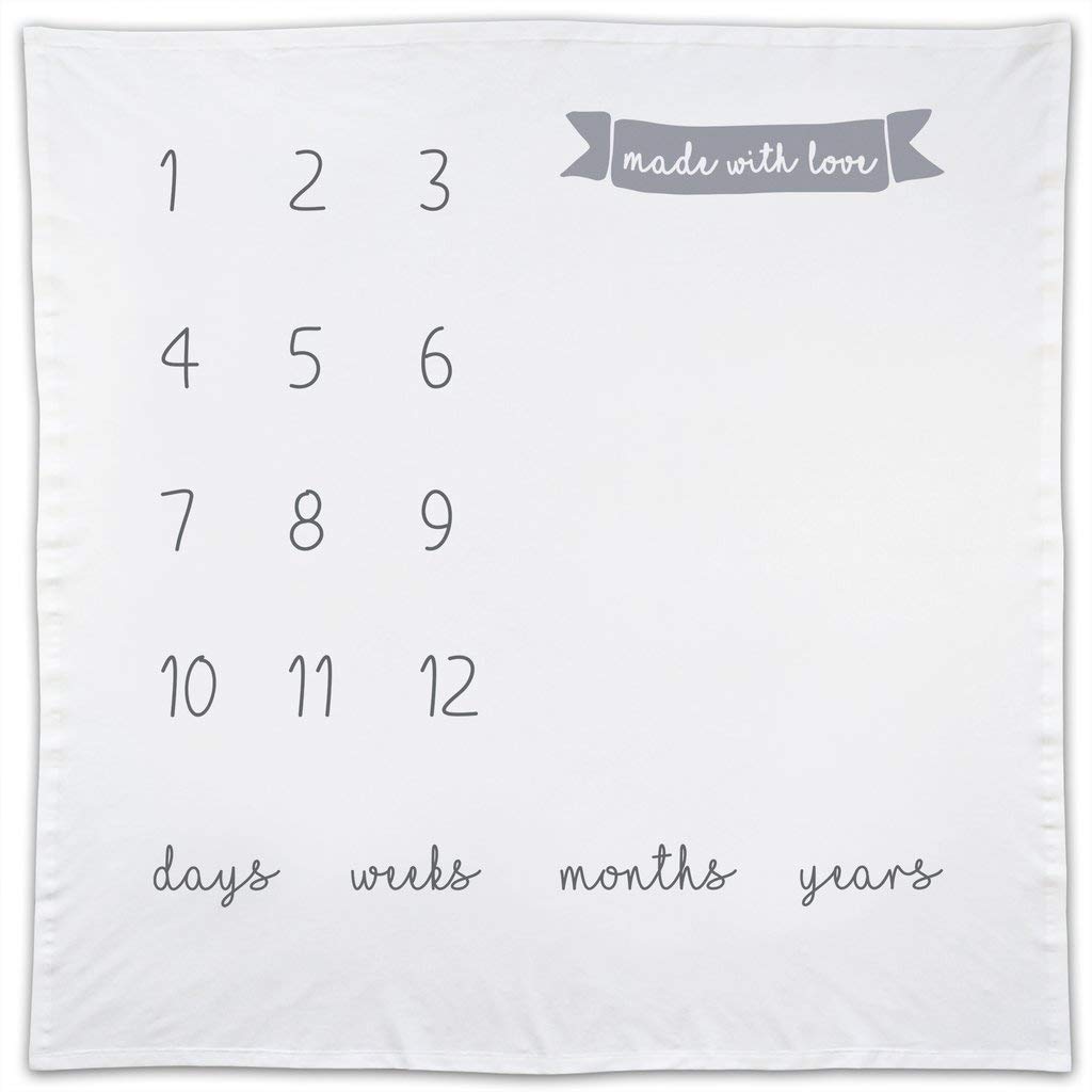 Lush Decor Milestone Little Photo Blanket 44" W x 44" L White - Super Soft Cotton Baby Blanket