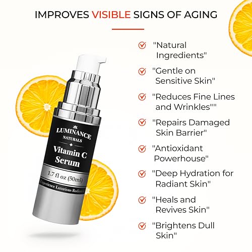 Vitamin C Serum for Mature Skin with Hyaluronic Acid, and Aloe Vera - Hydrating, Lifting, Face Wrinkle & Age Spot Reduction, Anti-Aging Skincare, (1.7 fl oz)