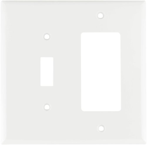 EATON, White 2153W-BOX Standard Size 2-Gang Thermoset Toggle and Decorator Combo Wall Plate with Box, Finish