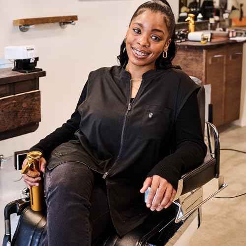 Barber Strong Barber Vest, Men's Hair Repellent, Lightweight & Breathable Mesh Side Panels, Sleeveless, 3 Pockets