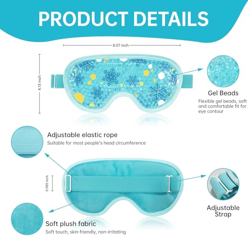 Cooling Eye Mask Cold Eye Compress Mask for Puffy Eyes, Reusable Eye Ice Pack Gel Ice Eye Mask for Tired Eyes, Eyes Surgery, Migraines, Stress Relief, Itchy Eyes, Skin Care, Eye Spa 2PCS