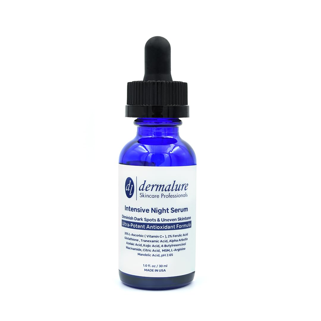 Dermalure Intensive Night Serum – Vitamin C + Acids Brightening & Renewal Serum, 1 oz