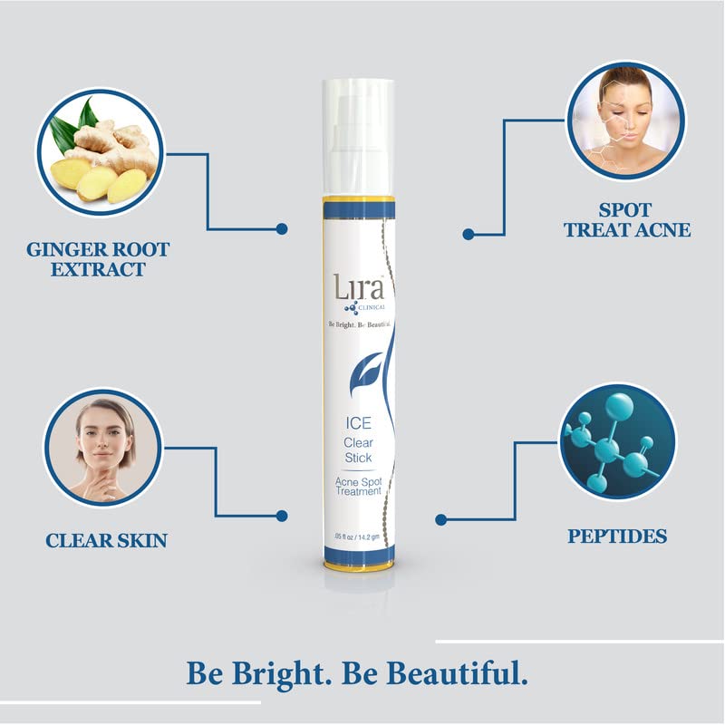 Lira Clinical ICE Clear Stick | On-the-Go Acne Spot Treatment with Salicylic Acid & Collagen Peptides - 0.5 fl oz