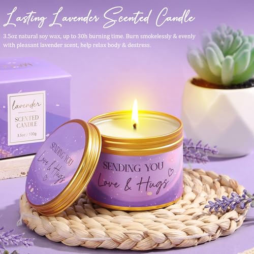 Christmas Birthday Gifts for Women, Self Care Get Well Soon Gift Baskets for Women, Lavender Relaxing Spa Gift Care Package w/ Blanket, Unique Gifts Idea for Mom Her Wife Girlfriend Best Friend Sister