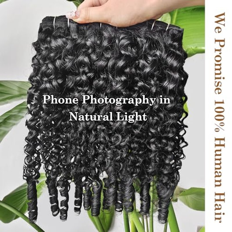 ALLRUN Burmese Curly Bundles Human Hair 3Pcs 14 16 18 Inch Raw Curly Human Hair Bundles with Spiral Ends 3C4A Quick Weave Hair Extensions for Women, Natural Black