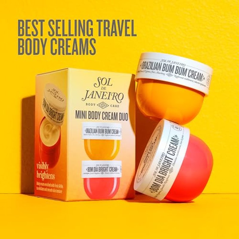Sol de Janeiro Mini Body Cream Trial Set - Travel Size Gift Set - Beauty Stocking Stuffers - Brazilian Bum Bum Cream & Bom Dia Bright Cream - 2 Piece Set 25 mL - $24 Value