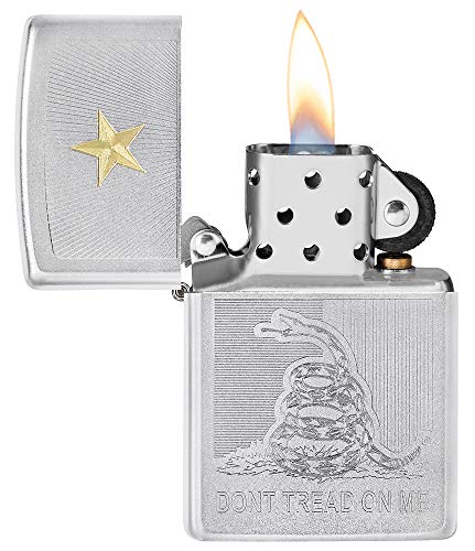 Zippo Don't Tread on Me Satin Chrome Pocket Lighter