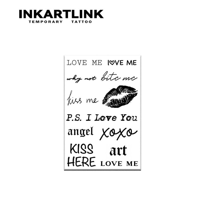 INKARTLINK Temporary Tattoos, 2 Sheets Medium Semi Permanent Tattoo, Adult Art Design Temporary Tattoos, Lasts 1-2 Weeks, Waterproof, Realistic Look, No Adhesive, No Reflection (Love me)