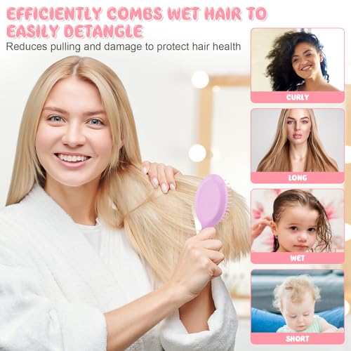 HOFASON Bridesmaid Gift Bachelorette Party Favors,16 PCS Mini Wet Hair Brush Travel for Stocking Stuffers, Teen Girls Gift, Small Hair Brush for Pockets, Women Girl Detangling Travel Mini Brush