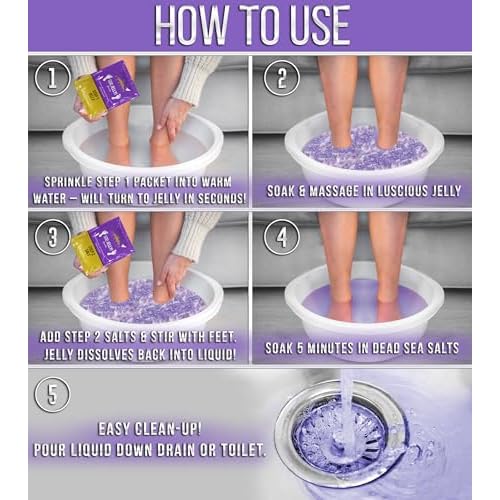 SOO Jelly Pedicure Packs - Pedicure Foot Soak For Feet - Moisturizing Jelly Spa Pedi Soak - Foot Spa Bath Soak For Soaking - Pedicure Foot Gel (Lavender)