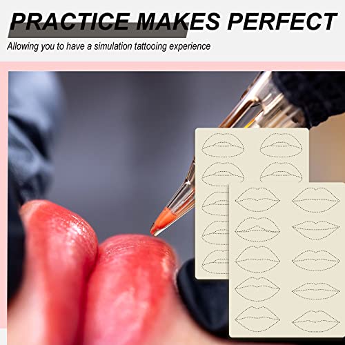 5pcs Lip Microblading Practice Skin for Tattoo Machine Double Sides Silicone Sheets to Practice Lip Permanent Makeup (5pcs)