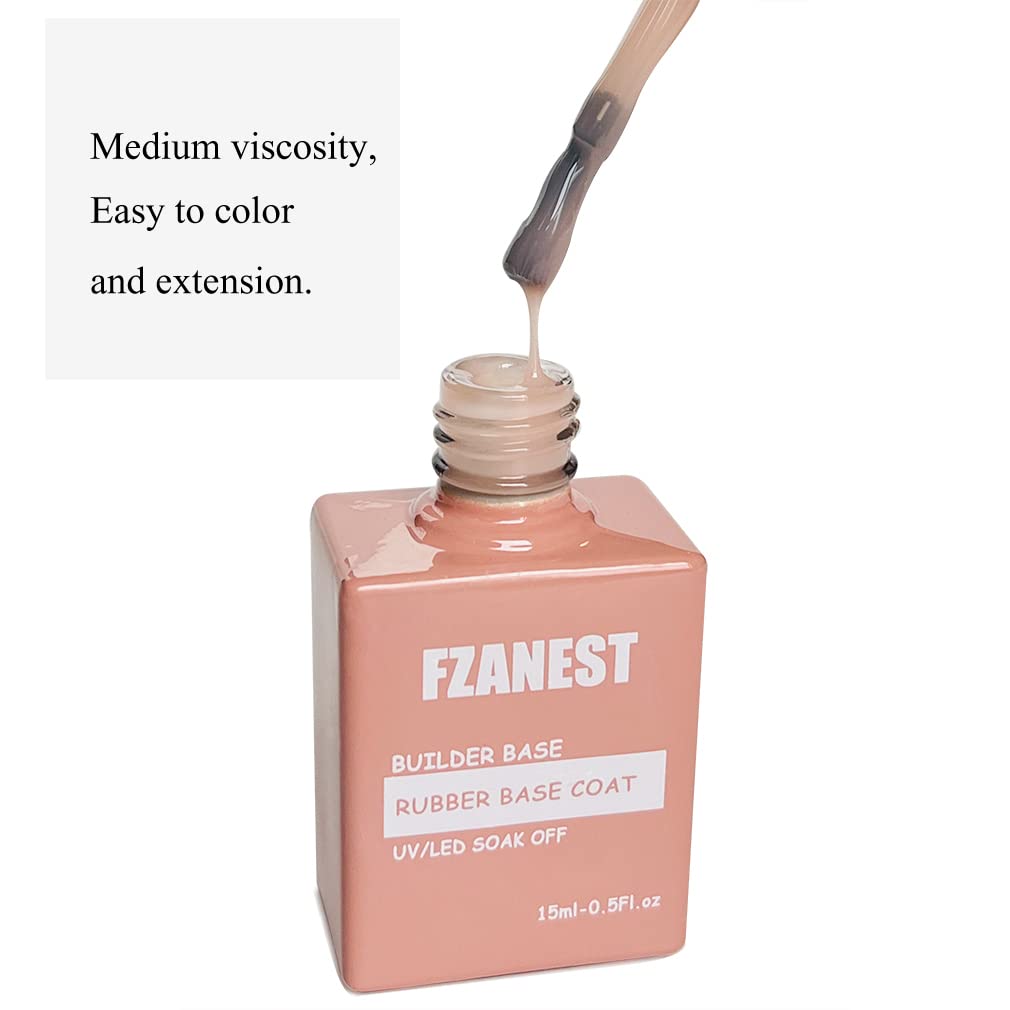 FZANEST Builder Gel Milky White Gel Polish Rubber Base For Nail Strengthener Extension LED Lamp Cured Color Base Nail Polish in Bottle