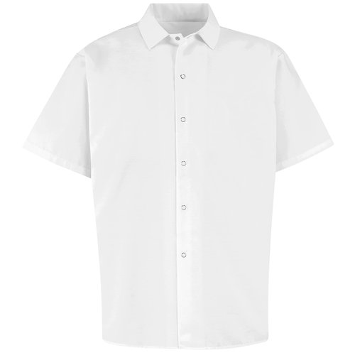 Red Kap Chef DesignsSpun Poly Long Cook Shirt, White, Short Sleeve Large