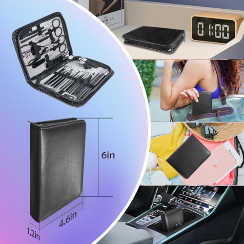 Manicure kit Personal Care Mens Grooming Kit, 30 in 1 Professional Nails Kit Pedicure Kit, Nail Clippers for Men and Beauty Tool Portable Set, with Luxurious Travel Case (Black)