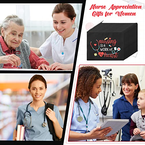 Yinkin 12 Pcs Nurse Appreciation Gift Set 6 Nurse Makeup Bags 6 Appreciation Keychains Christmas Gift for Women(Novel Style)