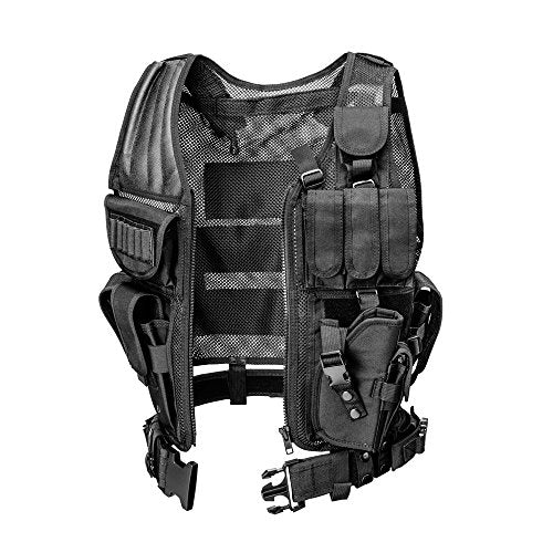 Invenko Modular 900D Tactical Airsoft Paintball Sports Duty Training Game Racing Shooting Hunting Outdoor Guard security Molle Cosplay Vest (Breathable Black)