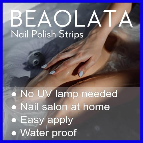Nail Polish Strips, 32PCS Salon Quality Wraps, Long Lasting Gel Nail Stickers for Women Easy Apply& Remove (Sweet Pink)