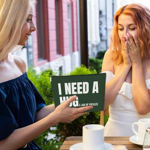 JioJio Chan Funny Pickle Gifts Makeup Bag for Women, I Need a Huge Jar of Pickles PU Leather Cosmetic Bag for Purse, Gifts for Lovers, Stuff & Makeup Pouch