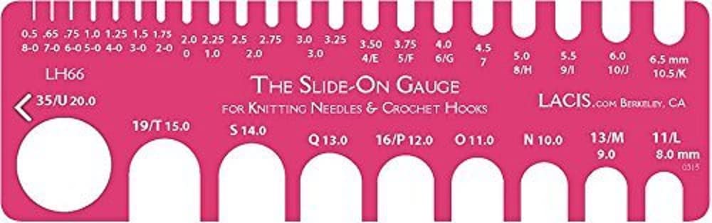 Lacis Slide On Knitting And Crochet Gauge 8-0 To 35, Pink