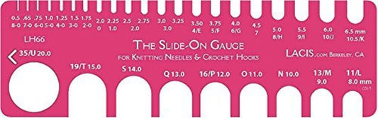 Lacis Slide On Knitting And Crochet Gauge 8-0 To 35, Pink