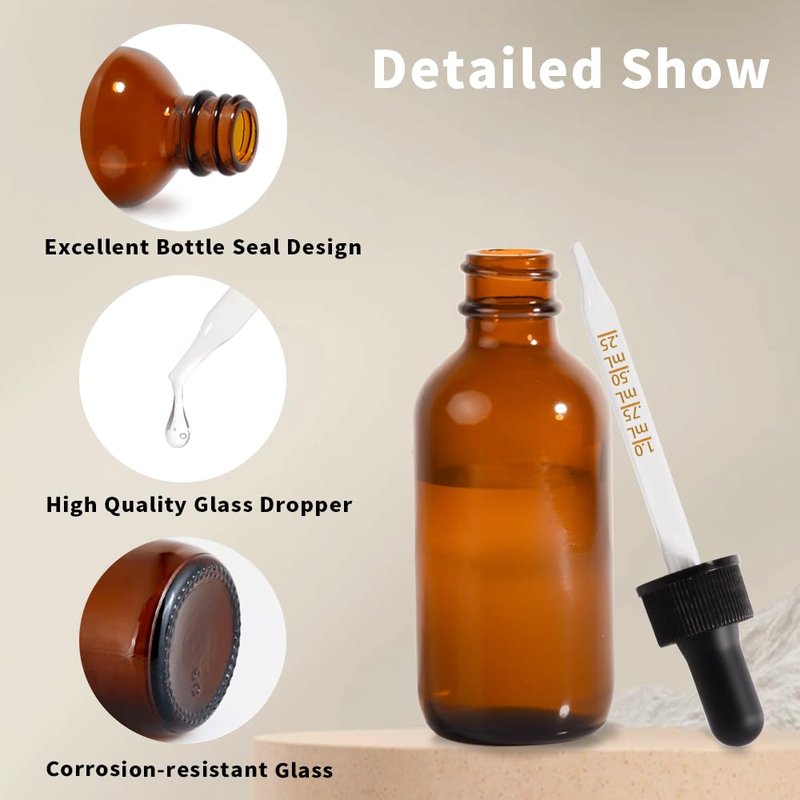 StellaCare 24 Pack, 2oz Glass Dropper Bottle Oil Bottles for Hair, Tincture Bottles with Dropper, Glass Bottle with Dropper