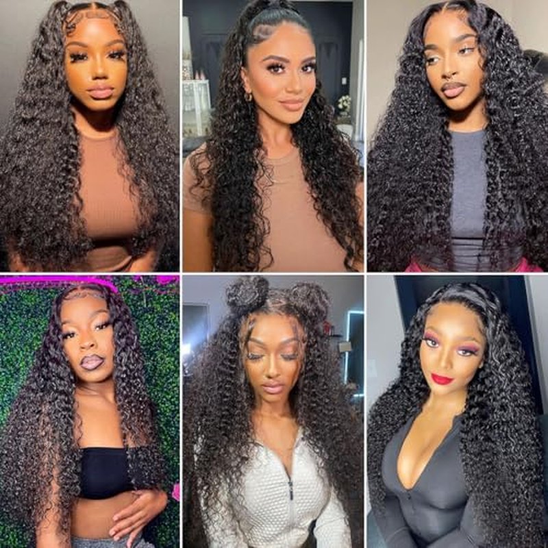 Water Wave Lace Front Wigs for Black Women HD 13x4 Glueless Lace Frontal Human Hair Pre Plucked with Baby Hair Wet and Wavy Wigs 150% Density Natural Color (24 Inch)