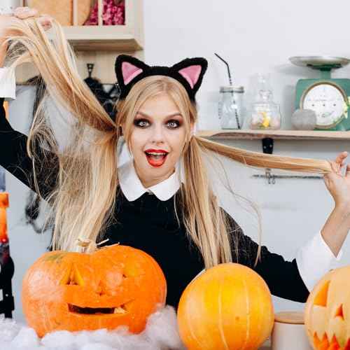 Cat Ears Headbands - Cute Plush Kitty Hairband Washing Face Hoops Soft Furry Makeup Hair Bands Favors Holiday Cosplay Party Headwear Costume Christmas Carnival Hair Accessories for Women Girls