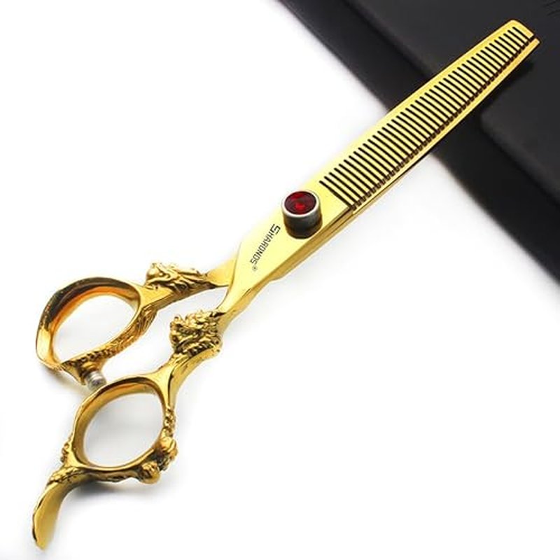 Gold Dragon Professional Hairdressing Scissors - 7 Inch 3-Piece Set (Gold & Black)