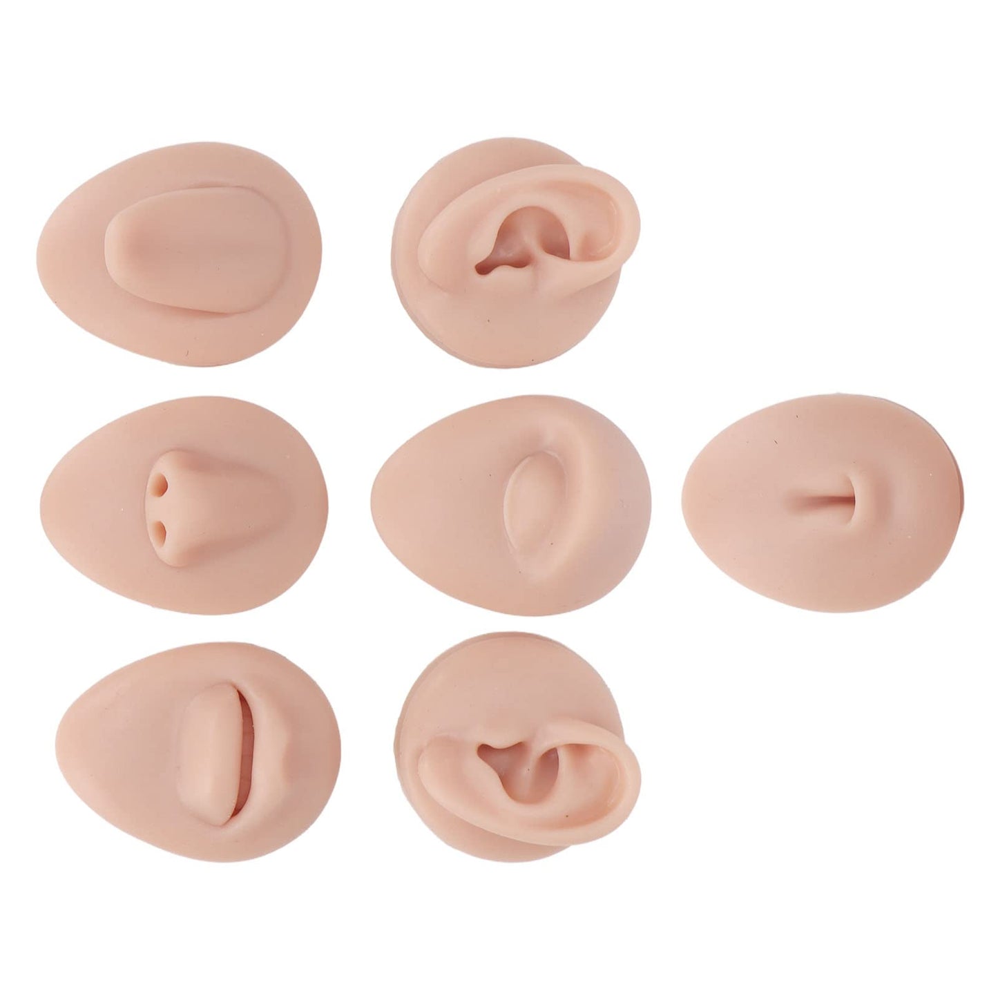 Body Piercing Practice Model, Simulation Silicone Piercing Practice Body Parts, for Practice Eyebrow, Nose, Lips, Tongue, Belly Button and Ear Piercing (Medium Skin Color)