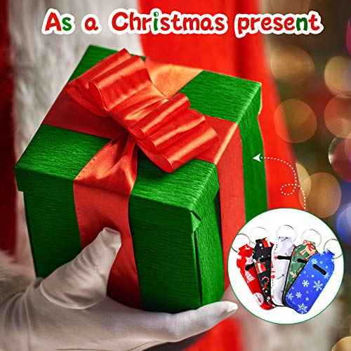 Patelai 6 Pieces Christmas lipstick Holder Keychains Neoprene Lipstick Holder Keychain Protective Cases Lip Balm Lipstick Holder Keychain for Girls Women