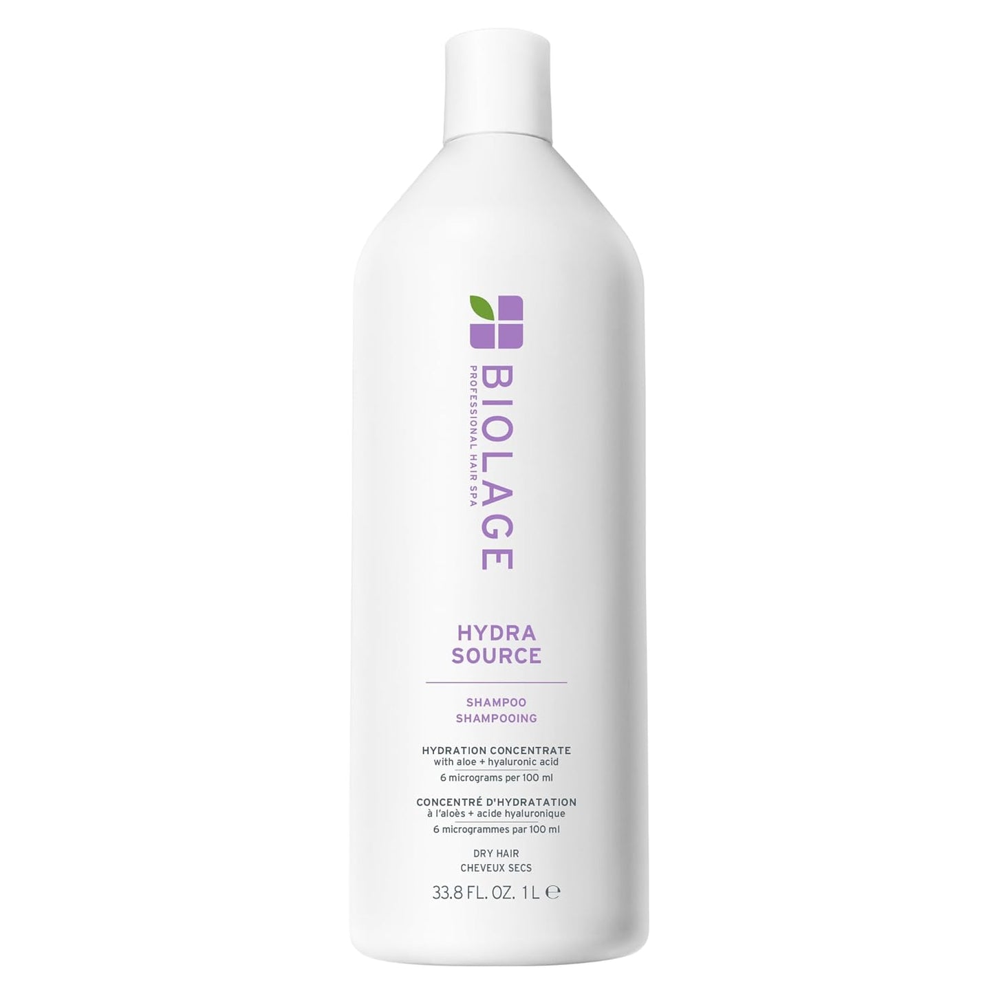 Biolage Hydra Source Shampoo - Softens & Adds Shine, For Dry Hair, Infused with Micro-Filtered Aloe Vera & Fermented Hyaluronic Acid, Vegan & Paraben-Free, Packaging May Vary