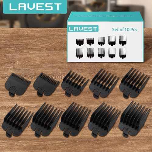 Clipper Guards Set Compatible with Wahl Clippers (Not for All Models), Clipper Guides Replacement - 1/16" to 1", 10 Piece Set, Black Color