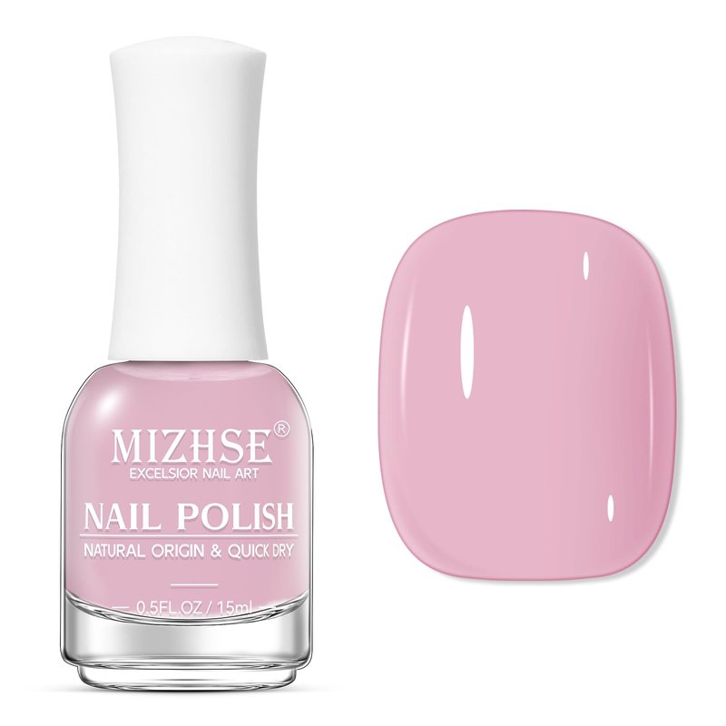 MIZHSE Quick Dry Nail Polish, Regular Pink Nail Polish Non Gel Air Drying Fast, 15 ml Glossy Finish Nail Lacquer Candy Pink Nail Art Manicure DIY Home