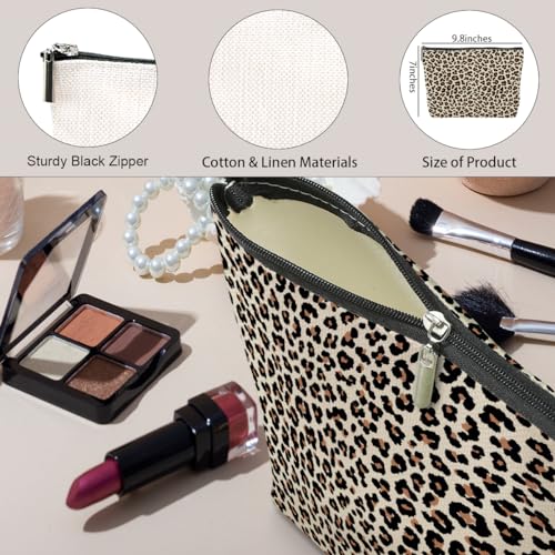 Leopard Makeup Bag Leopard Print Cheetah Print Leopard Lovers Gift Christmas Birthday Gifts for Women Jungle Animal Lovers Girl Daughter Best Friend Bestie Sister Her Cosmetic Bag Travel Toiletry Bag