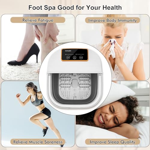 Collapsible Foot Spa with Heat and Remote Control, Massage Rollers, Bubble, Foot Pedicure Kit, Temperature Control, Red Light, Foot Bath and Pumice Stone Pedicure Foot Spa