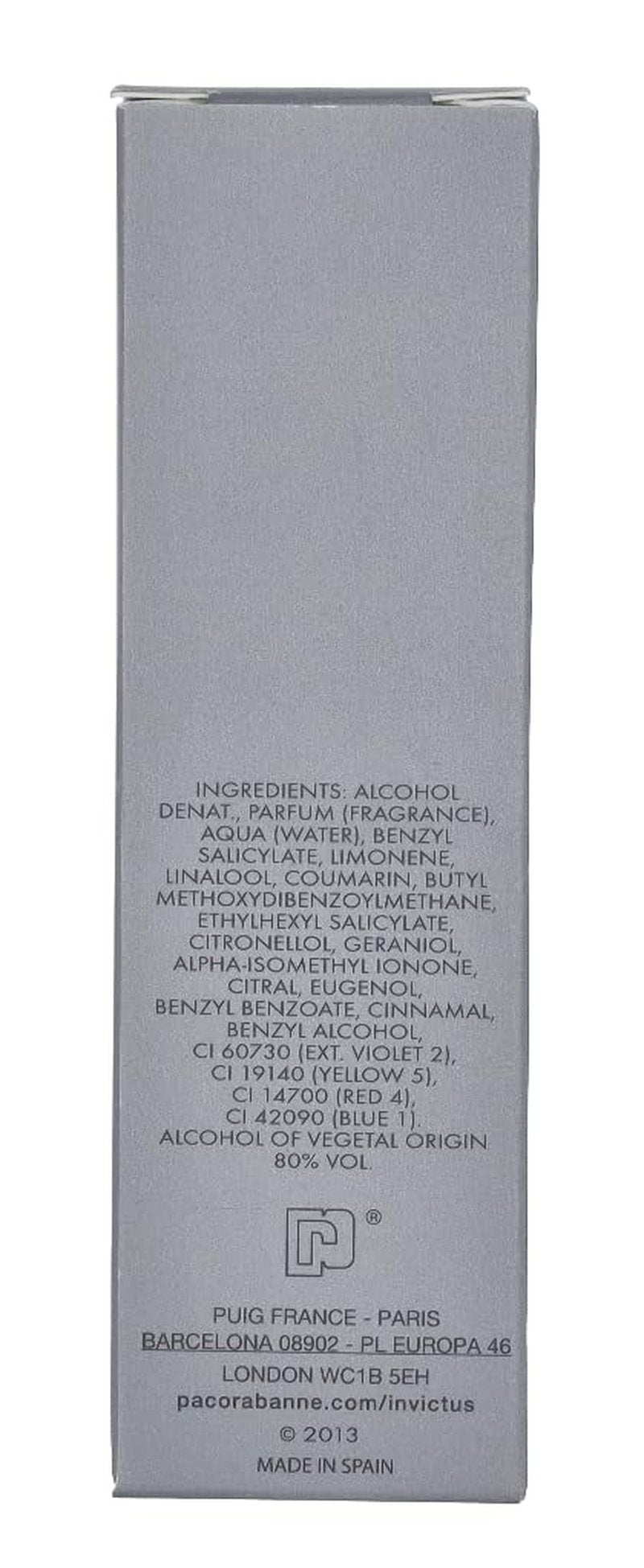 Paco Rabanne Invictus Cologne For Men Mini EDT Spray .51 Fl Oz